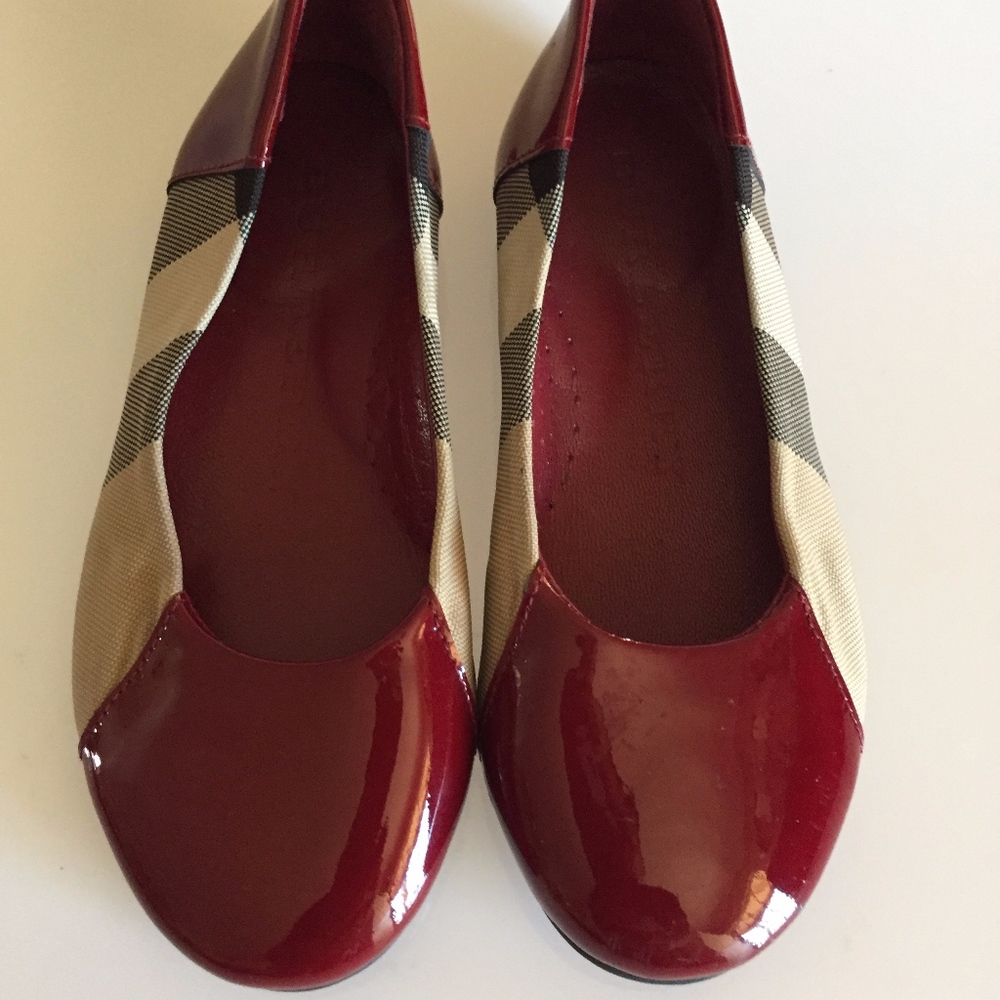 Burberry Kid Flat Ballet Check Patent Shoes